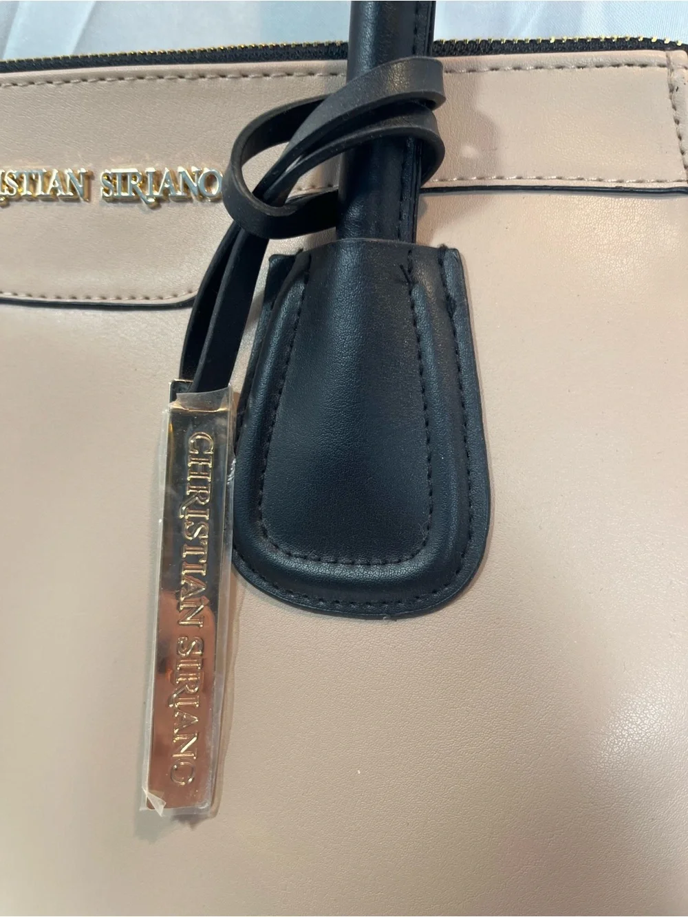 NWOT - Christian Siriano for Payless Colorblock Satchel - Beige, White & Black